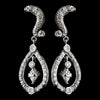 Antique Silver CZ Kate Middleton Bridal Wedding Earrings 9254