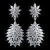 Solid 925 Sterling Silver Clear CZ Crystal Leaf Burst Bridal Wedding Earrings 9262