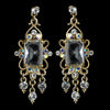 Antique Gold Clear CZ Crystal & Rhinestone Dangle Bridal Wedding Earrings 936