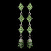 Elegant Silver & Green Crystal Drop Bridal Wedding Earrings E 937