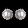 Gold Diamond White Pearl & CZ Crystal Stud Bridal Wedding Earrings 9396