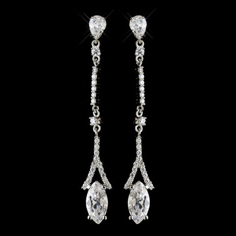 Rhodium Clear CZ Crystal Dangle Bridal Wedding Earrings 9399