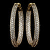 Gold Clear CZ Crystal Inside Outside Pave Hoop Bridal Wedding Earrings 9401