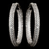 Rhodium Clear CZ Crystal Inside Outside Pave Hoops E 9401