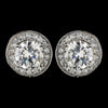 Rhodium Clear Round Stud Pave CZ Crystal Stud Bridal Wedding Earrings 9409