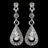 Rhodium Clear Rhinestone Vintage Drop Bridal Wedding Earrings 9451