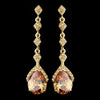Gold & Topaz Vintage Teardrop Dangle Bridal Wedding Earrings E 948