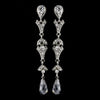 Radiant Silver Clear Crystal Dangle Bridal Wedding Earrings E 949