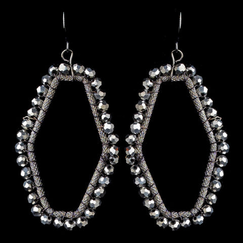 Black Hematite Modern Bridal Wedding Earrings 9504 Accented w/ Crystal Beads