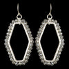Silver Matte Modern Dangle Bridal Wedding Earrings 9504 Accented w/ Crystal Beads