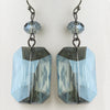 Hematite Blue Faceted Glass Crystal Drop Bridal Wedding Earrings 9509