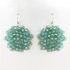 Silver Turquoise Round Faceted Glass Crystal Bridal Wedding Earrings 9510