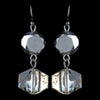 Hematite Smoke Diamond Faceted Glass Drop Bridal Wedding Earrings 9521