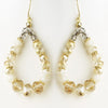 Light Topaz, Smoke & Cream Mix Faceted Glass Stone Hoop Bridal Wedding Earrings 9523
