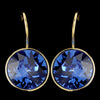 Gold Sapphire Swarovski Crystal Element Round Leverback Bridal Wedding Earrings 9600