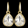 Gold Clear Swarovski Crystal Element Teardrop Dangle Hook Bridal Wedding Earrings 9601