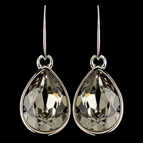 Silver Smoke Swarovski Crystal Element Teardrop Dangle Hook Bridal Wedding Earrings 9601