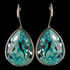 Silver Light Turquoise Swarovski Crystal Element Teardrop Leverback Bridal Wedding Earrings 9602