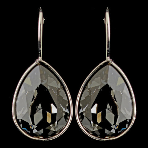 Silver Smoke Swarovski Crystal Element Teardrop Leverback Bridal Wedding Earrings 9602