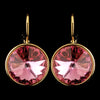 Gold Rose Swarovski Crystal Element Large Round Leverback Bridal Wedding Earrings 9603