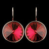 Silver Red Swarovski Crystal Element Large Round Leverback Bridal Wedding Earrings 9603