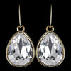 Gold Clear Swarovski Crystal Element Large Teardrop Hook Bridal Wedding Earrings 9604