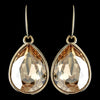 Gold Light Topaz Swarovski Crystal Element Large Teardrop Hook Bridal Wedding Earrings 9604