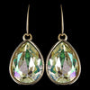 Gold Luminous Green Swarovski Crystal Element Large Teardrop Hook Bridal Wedding Earrings 9604