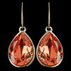 Gold Padparadscha Swarovski Crystal Element Large Teardrop Hook Bridal Wedding Earrings 9604