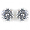 7mm Sterling Silver Round Clear CZ Crystal Stud Bridal Wedding Earrings