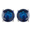 7mm Sterling Silver Round Sapphire CZ Crystal Stud Bridal Wedding Earrings