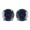 8mm Sterling Silver Round Sapphire CZ Crystal Stud Bridal Wedding Earrings