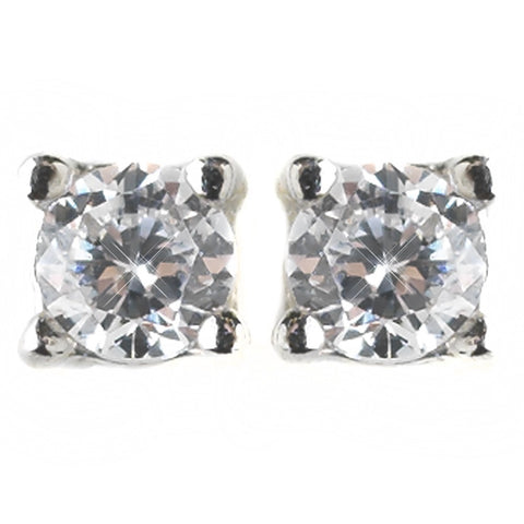 3mm Sterling Silver Round Clear CZ Crystal Stud Bridal Wedding Earrings