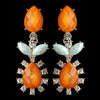Gold Orange And Light Mint/Blue Rhinestone Dangle Bridal Wedding Earrings 9624
