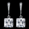 8mm Sterling Silver Princess Clear CZ Crystal Drop Bridal Wedding Earrings sample