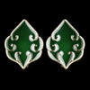 Gold Green Simple Enameled Bridal Wedding Earrings 9626