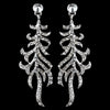 Silver Clear Rhinestone Dangle Vine Bridal Wedding Earrings 9644