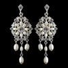 Silver Ivory Freshwater Pearl Chandelier Bridal Wedding Earrings 9684