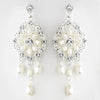 Silver Ivory Freshwater Pearl Chandelier Bridal Wedding Earrings 9684
