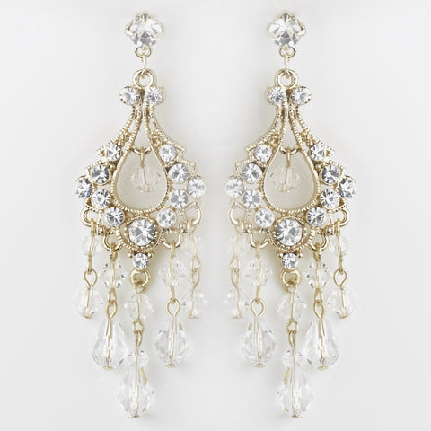 Gold Swarovski Crystal & Rhinestone Chandelier Bridal Wedding Earrings E 9685