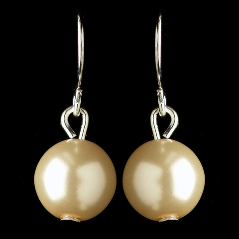 Silver Ivory Pearl Hook Drop Bridal Wedding Earrings 9715