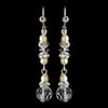 Silver Ivory Pearl, Rondelle & Rhinestone Leverback Dangle Bridal Wedding Earrings 9717