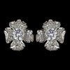Rhodium Clear Pave CZ Crystal Flower Stud Bridal Wedding Earrings 9721