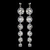 Rhodium Clear Long CZ Crystal Dangle Bridal Wedding Earrings