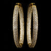 Gold Clear 3 Row CZ Crystal Pave Hoop Bridal Wedding Earrings 9727