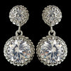 Rhodium Clear Round CZ Crystal Drop Bridal Wedding Earrings 9732