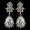 Rhodium Clear Teardrop CZ Crystal Drop Bridal Wedding Earrings 9734