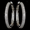 Rhodium Clear CZ Crystal Pave Hoop Bridal Wedding Earrings