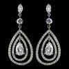 Rhodium Clear Teardrop CZ Crystal Drop Bridal Wedding Earrings 9740