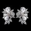 Rhodium Clear Multi Cut Cluster CZ Stud Bridal Wedding Earrings 1416